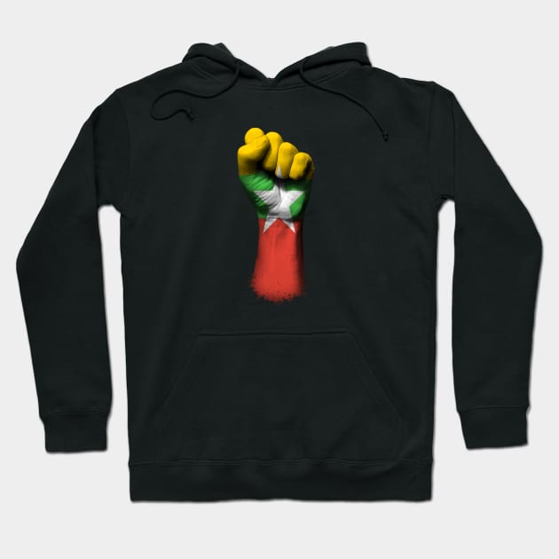 Flag of Myanmar on a Raised Clenched Fist Hoodie by jeffbartels